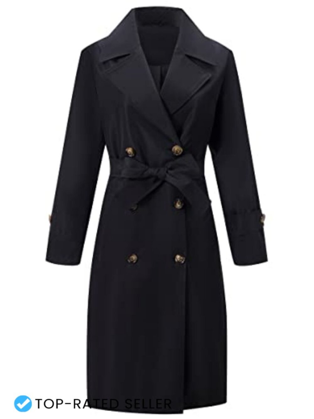 Women's Double-Breasted Trench Coat Waterproof Belted Long Jacket